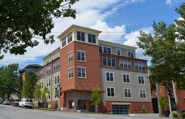 danforth on high - newly constructed apartment building with brick and vinyl exterior