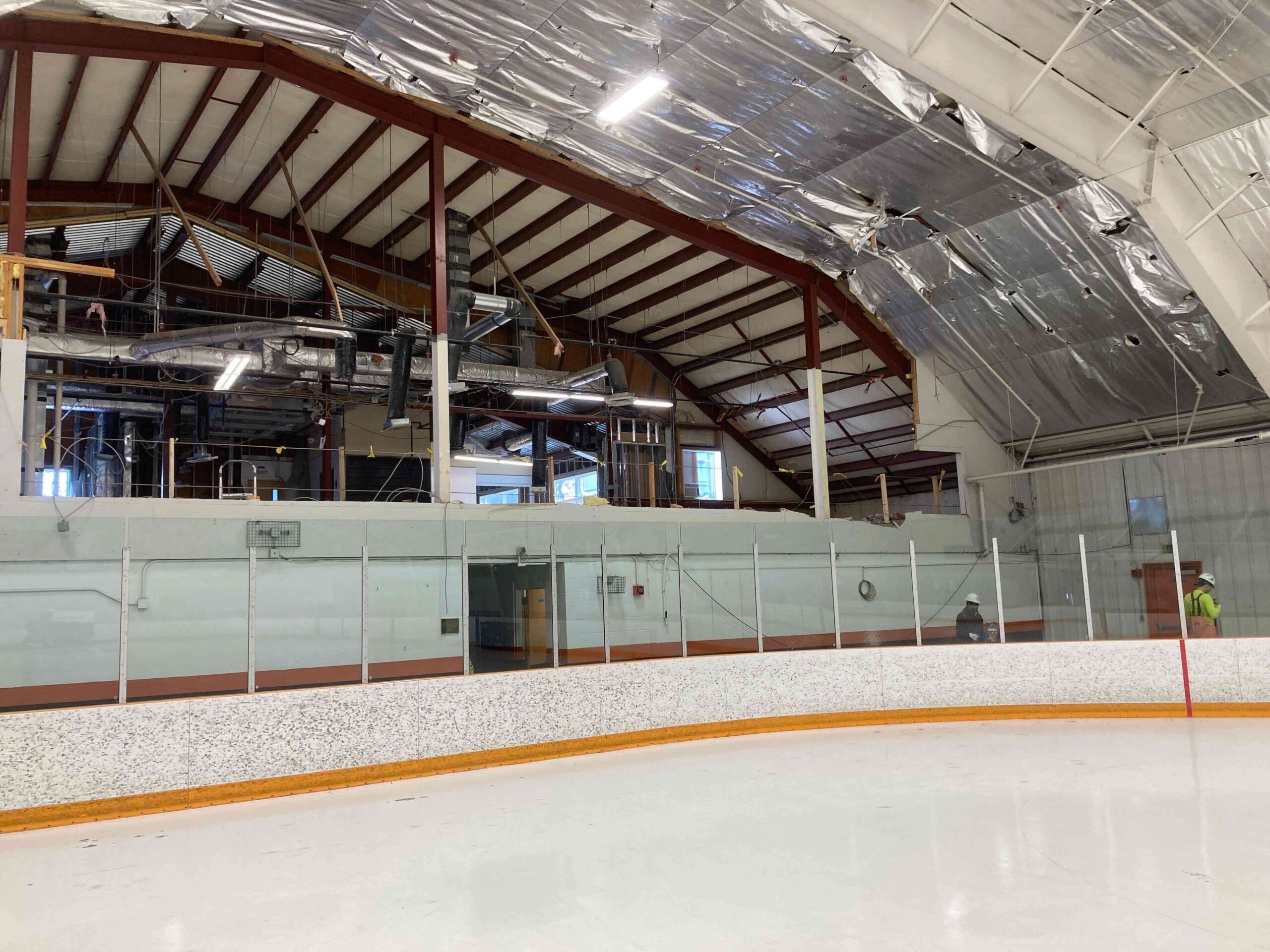 Construction on the Travis Roy Ice Arena