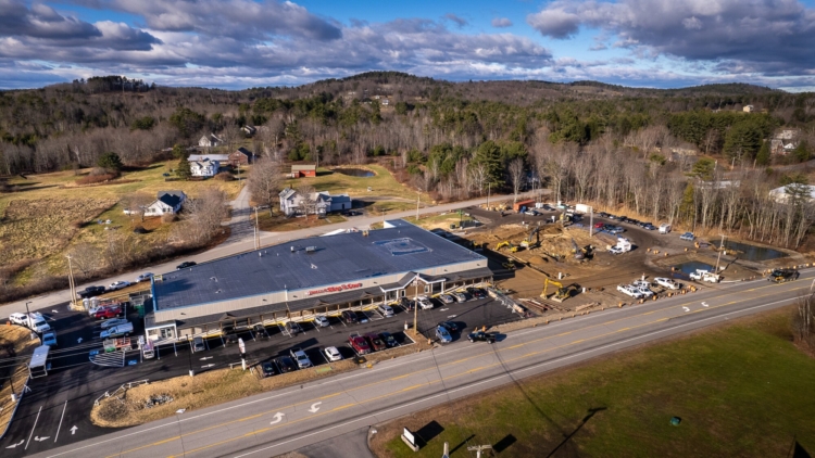 Arial shot of Gowells Grocery Store