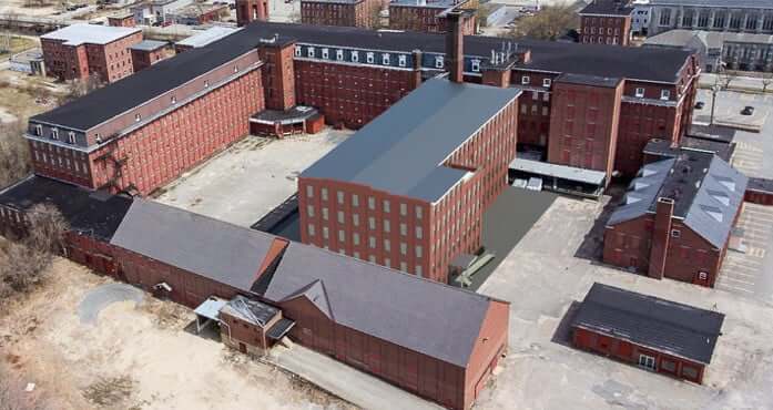 Arial picture over looking the Continental Mill in Lewiston