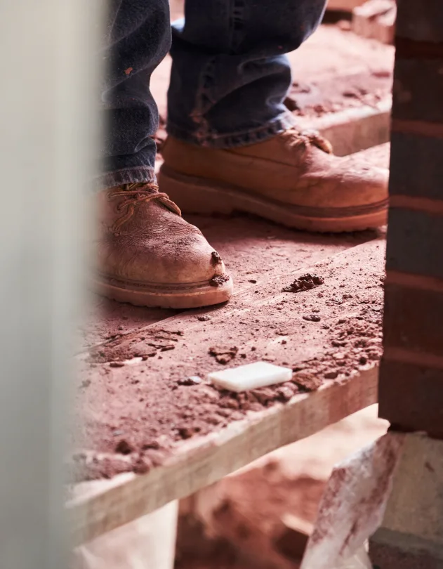 Image of a Hebert Construction workers work boots